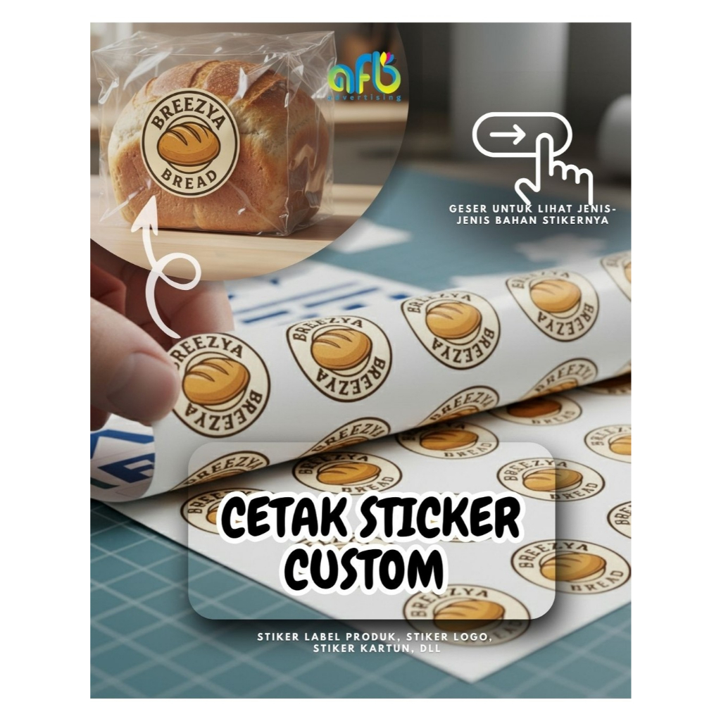 Jual Cetak Sticker Custom Label Makanan, Label Usaha, Logi, Sticker ...