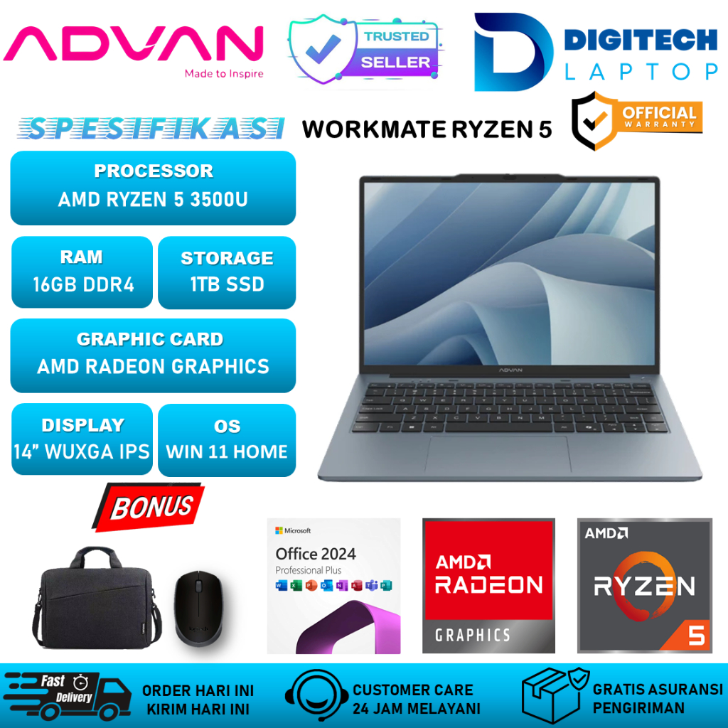 Jual Advan Workmate AMD Ryzen 5 3500U Ram 16GB 1TB Ssd Wuxga ...