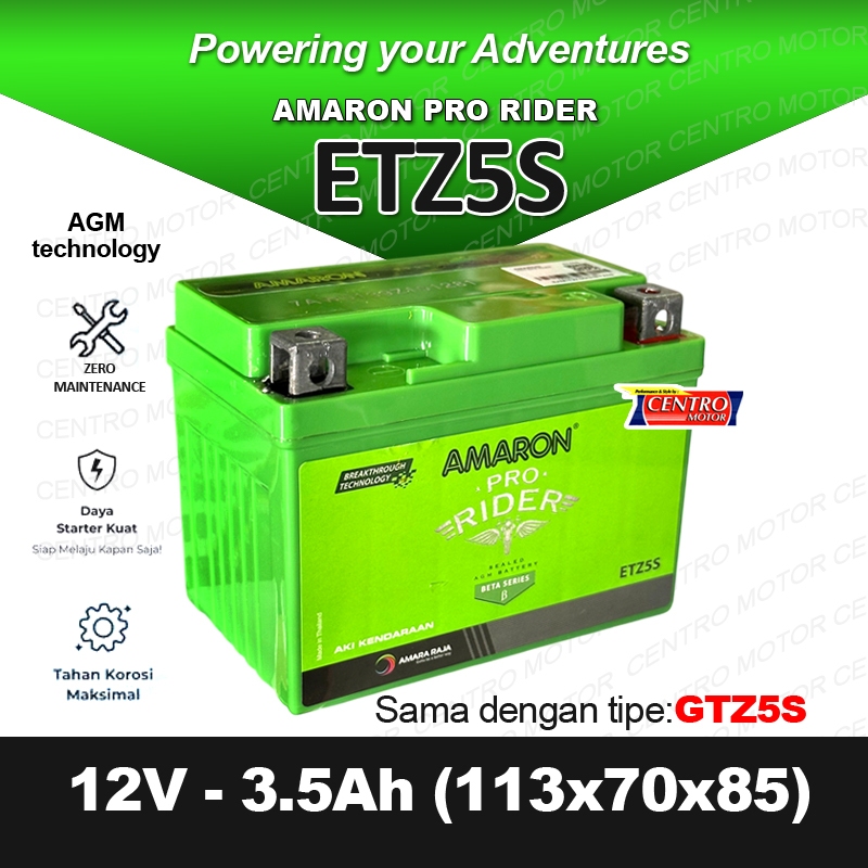 Jual AMARON PRO RIDER ETZ5S/GTZ5S.Aki Kering AGM tech untuk motor ...