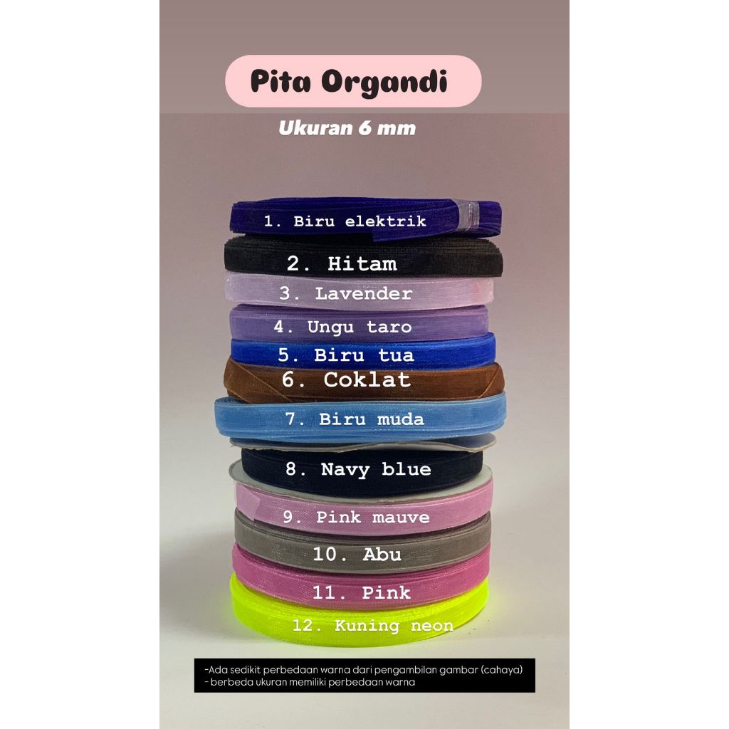 Jual pita organdi organdy /kaca / organza korean ribbon / tile ukuran 6 ...
