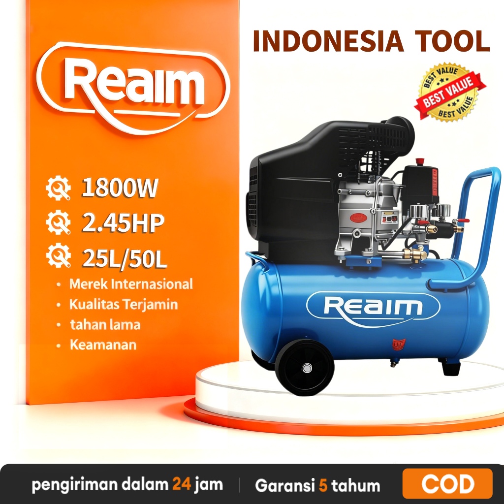 Jual Reaim Kompresor Angin Listrik 50L 2.04HP Kompresor Listrik Mesin ...