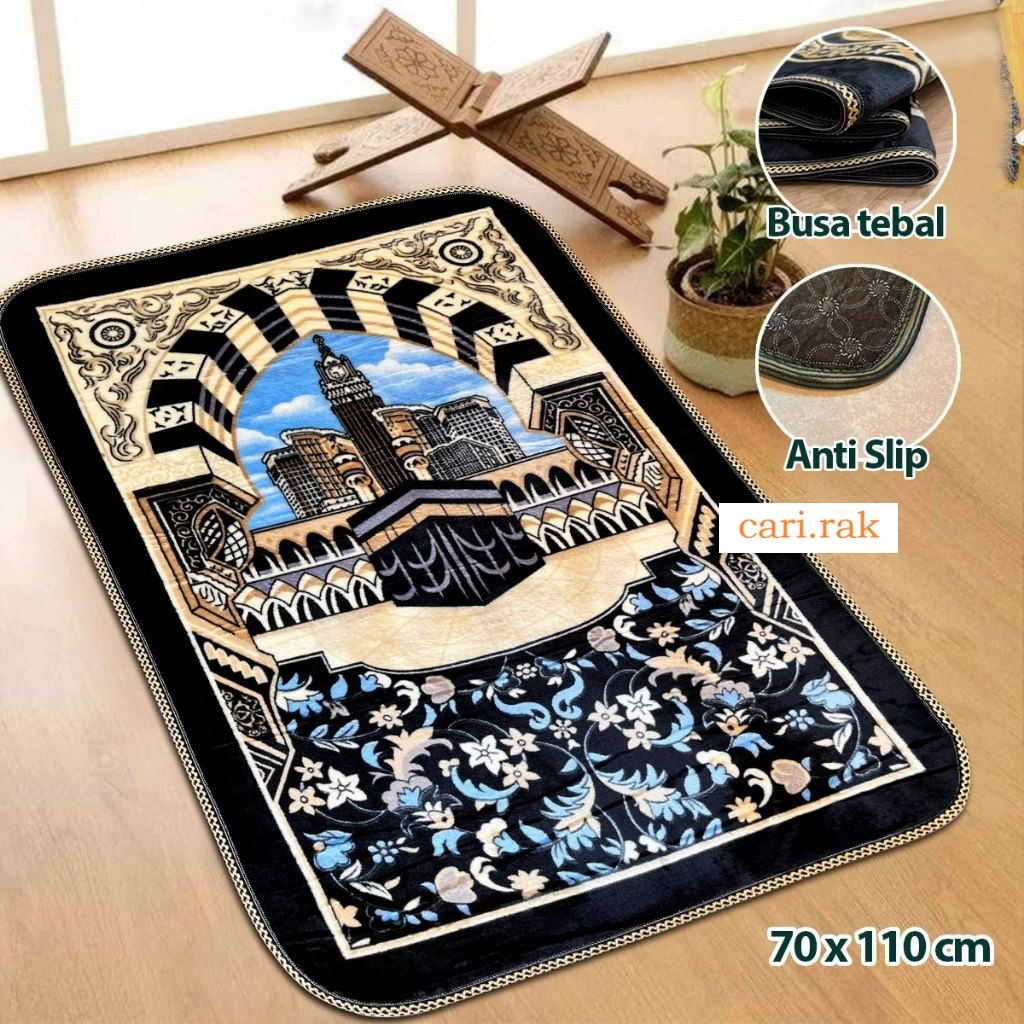 Sajadah Premium Tebal Empuk 70x110 cm Motif Kiswah (7168)