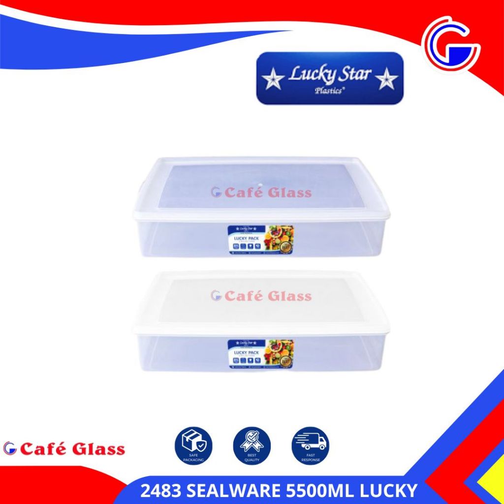 Lucky Star Lucky Pack 5.5L - Wadah Kotak Makan Bening - Toples Plastik Jumbo Kedap Udara Box Donat Sayur 2483