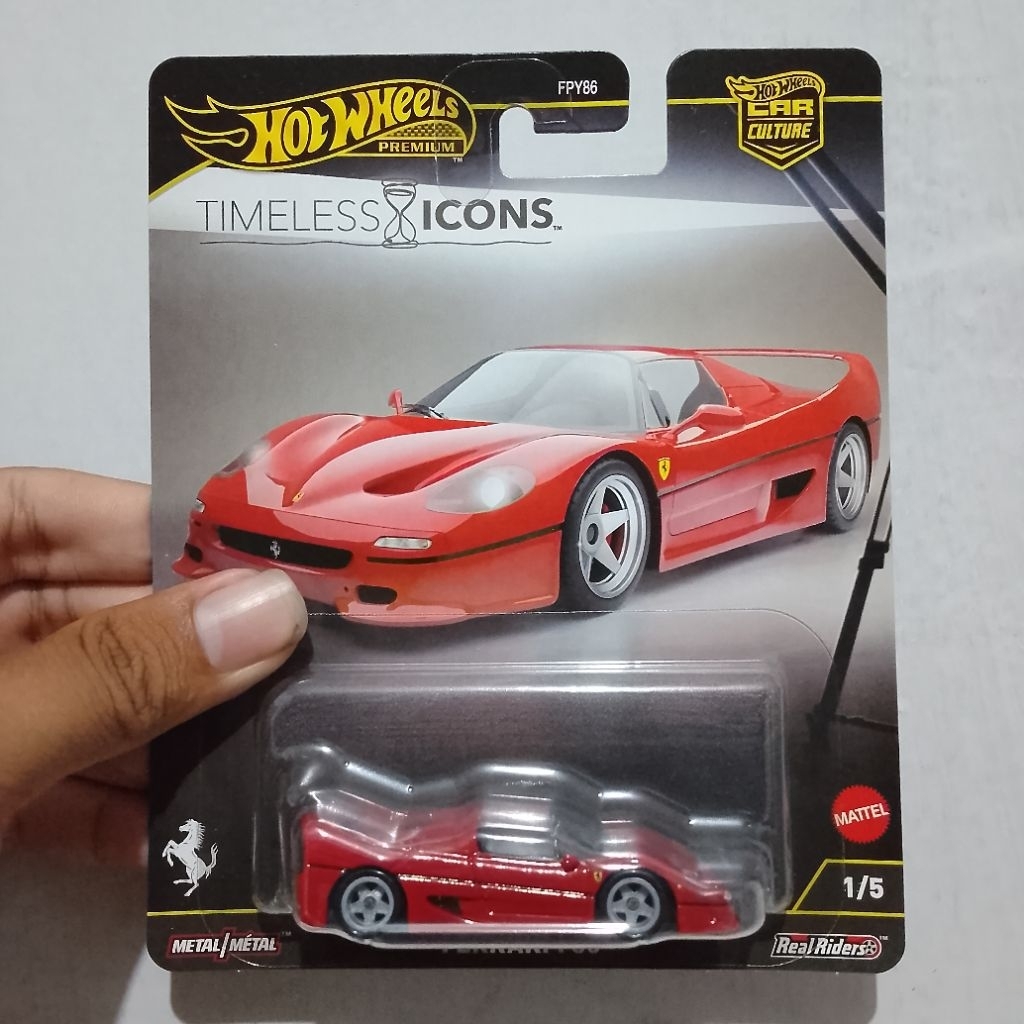 Hot Wheels Premium Ferrari F50 Rossa, Serie Car Culture - Icone Senza Tempo, Scala 1:64