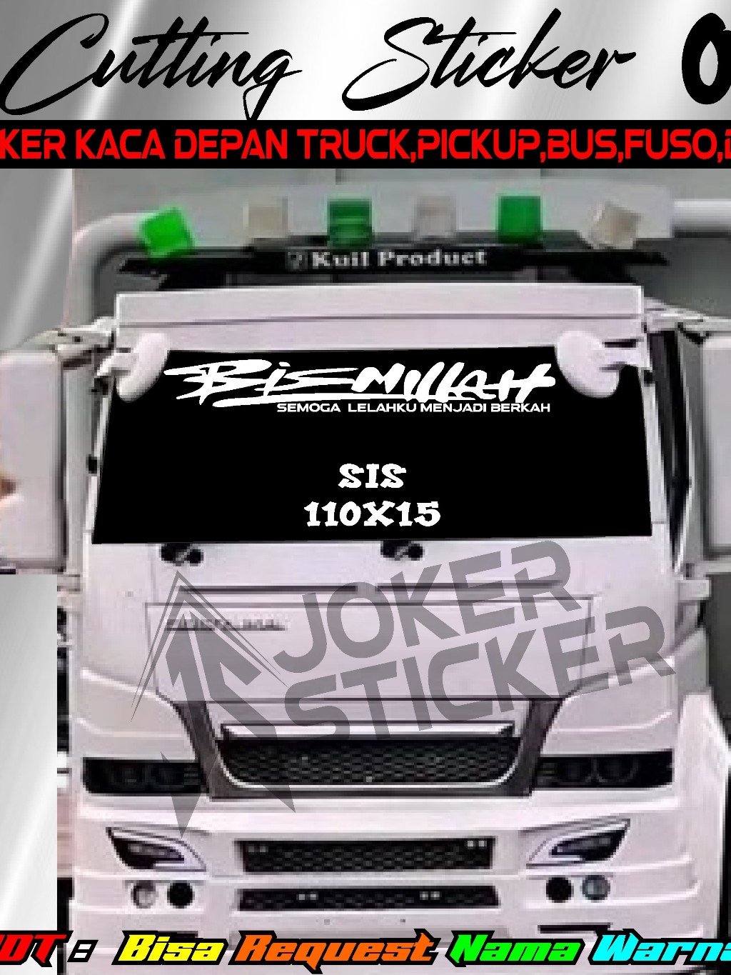 Jual STICKER KACA DEPAN TRUCK/PICKUP ATAS DAN BAWAH (BISA CUSTOM ...