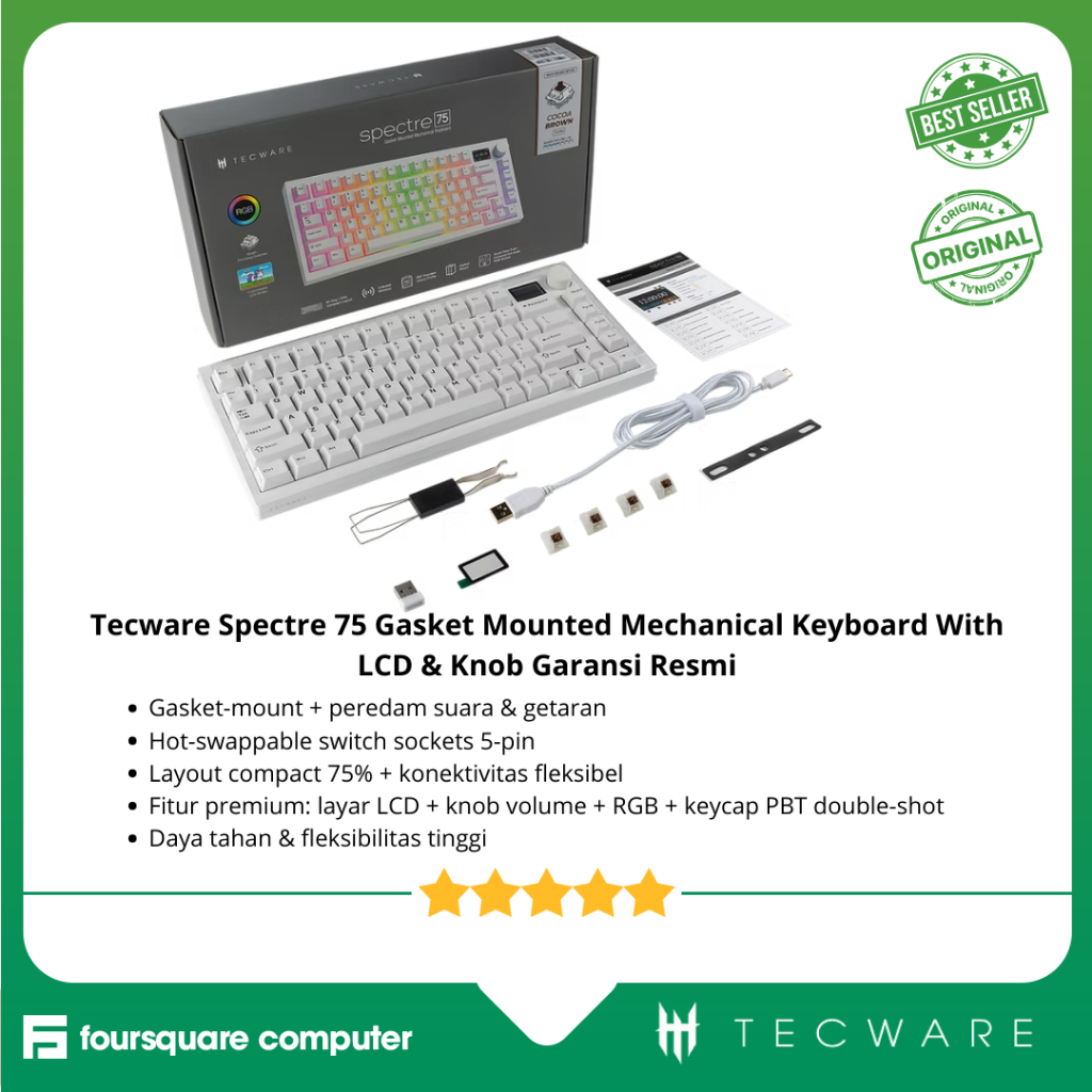 Jual Tecware Spectre 75 Gasket Mounted Mechanical Keyboard With LCD ...