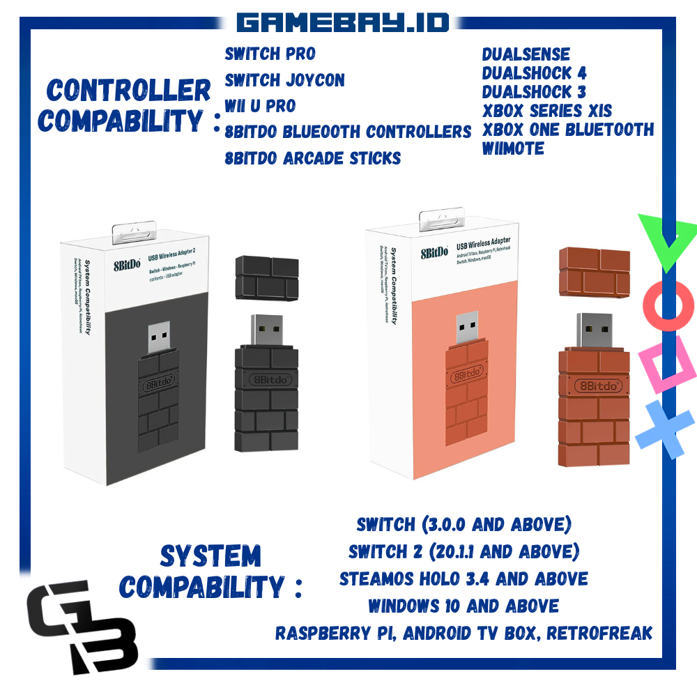 Jual 8BitDo USB Wireless Bluetooth Controller Adapter 2 | Shopee Indonesia