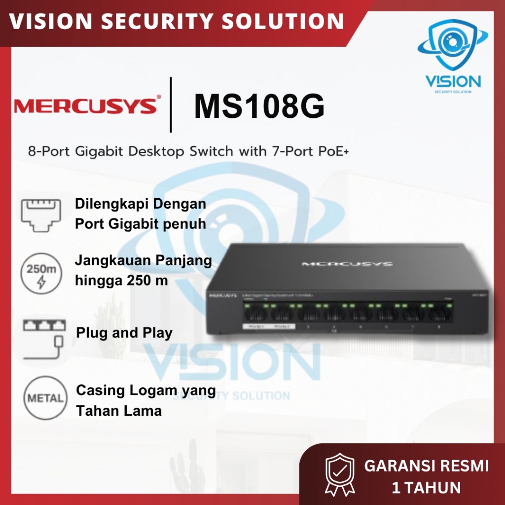 Jual Tp-Link Mercusys MS108G 8-Port 10/100/1000 Mbps Desktop Switch ...