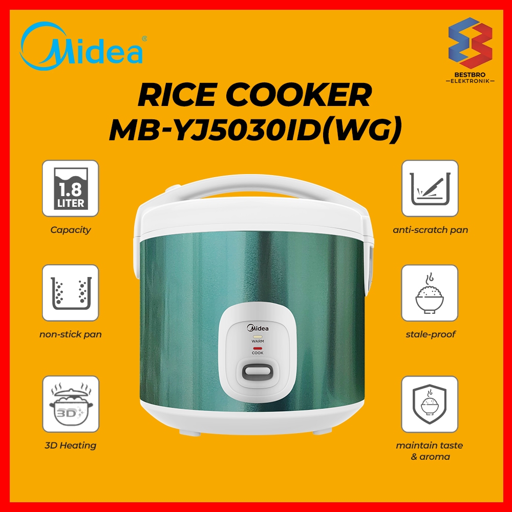 Jual Midea Rice Cooker 1.8L MB-YJ5030ID(WG) Magic Com White Green ...