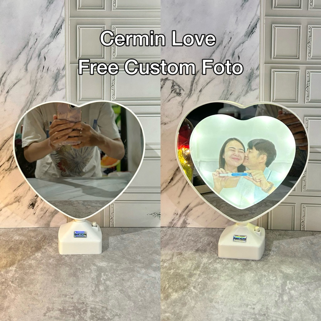 Jual Cermin Frame Foto Lampu Bentuk Hati - Cermin Makeup Rias Kado ...