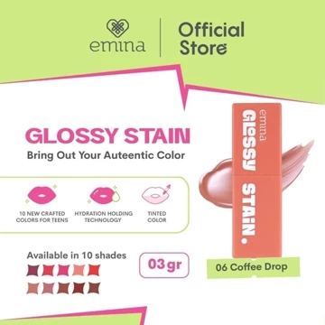 Emina Glossy Stain 3G Moisturizing Lip Tint Gel Finishing Glossy