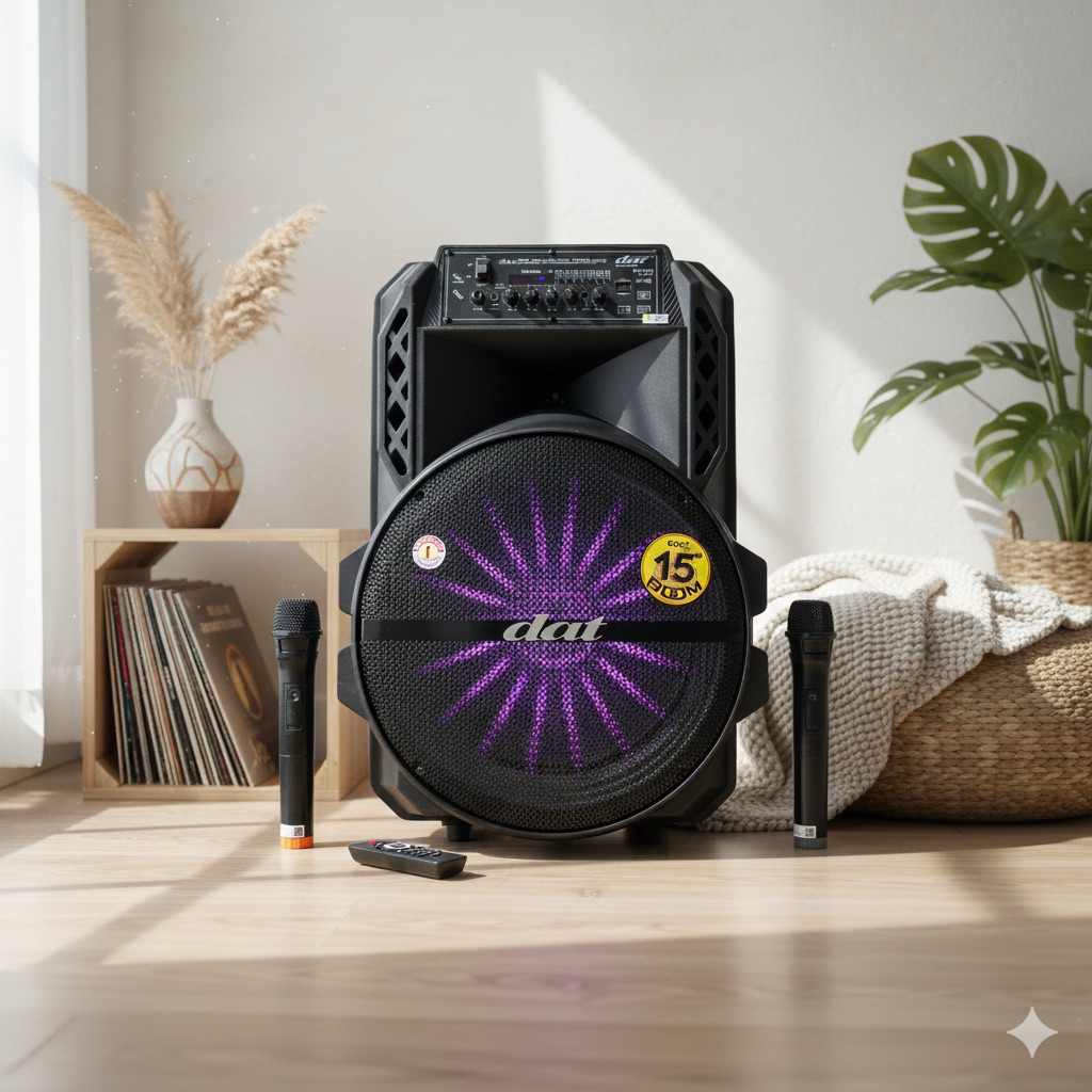 Jual Speaker 15 Inch portabel Dat DT1507 Boom (free 2 mic wireless ...
