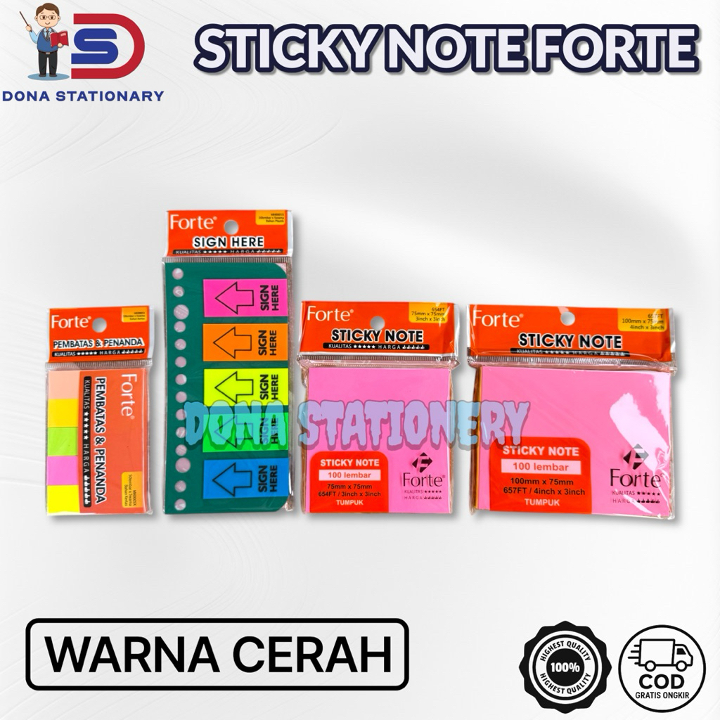 Jual FORTE STICKY NOTE / Pembatas Kertas / Sign Here | Shopee Indonesia
