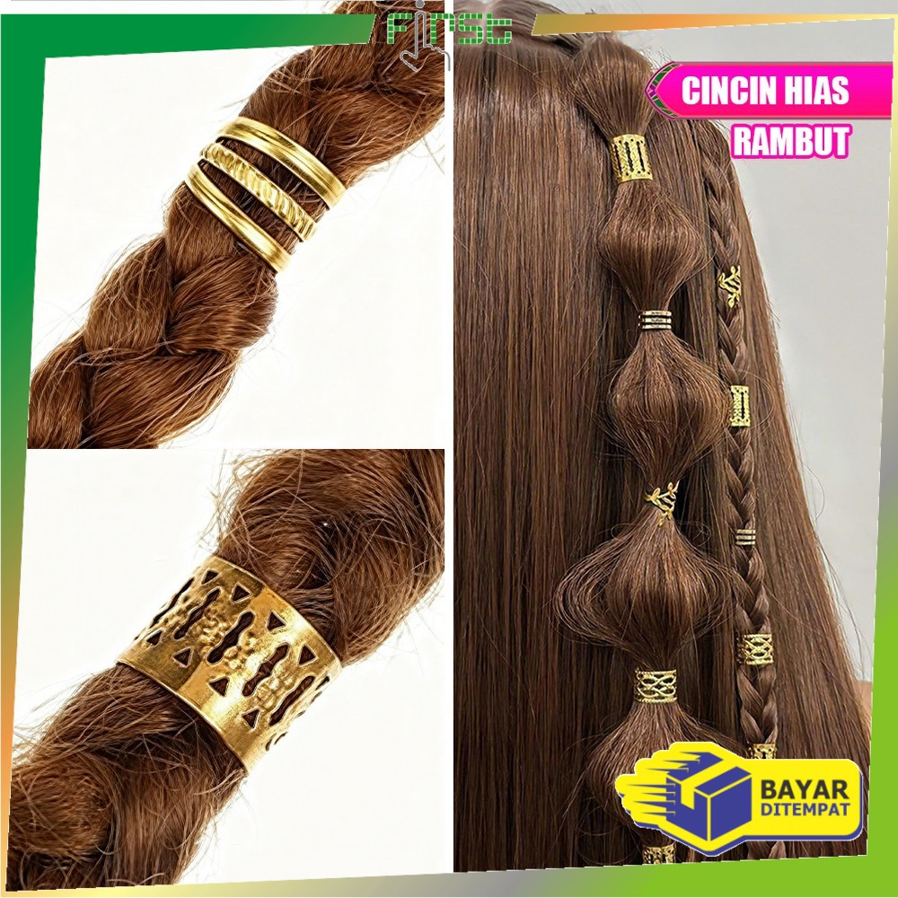 Jual FH-C1406 Cincin Klip Manik Adjustable Dekorasi DIY Rambut Kepang ...