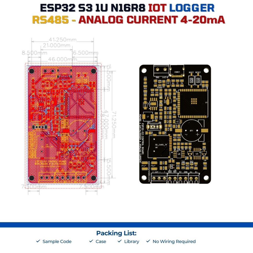 Jual ESP32 S3 IOT LOGGER RTC RS485 Modbus - Analog Current 4-20mA ...