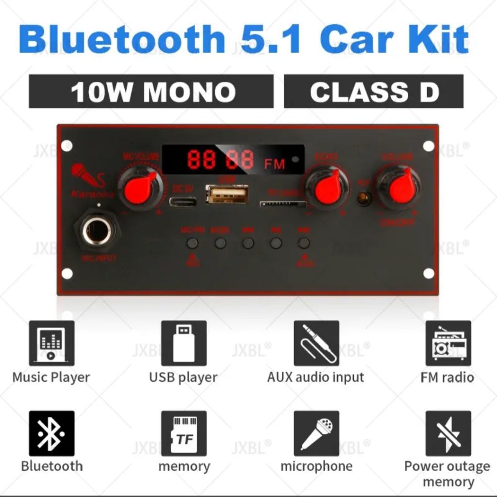 Jual Modul Amplifier Mono 10 Watt Mp3 Bluetooth Karaoke 3.7V 5V DC Usb ...
