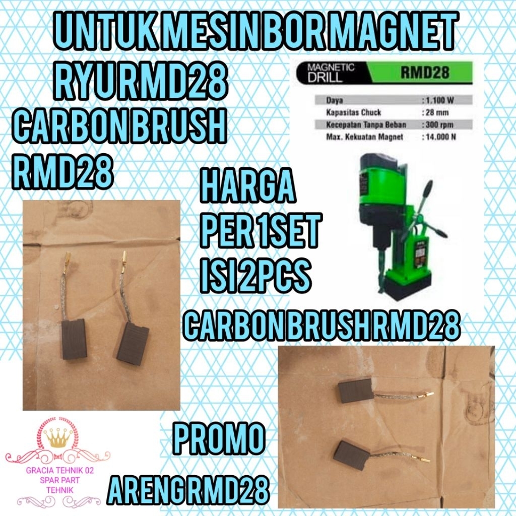 Jual CARBON BRUSH ARENG UNTUK MESIN BOR MAGNET RYU RMD28 SPULL RMD28 ...