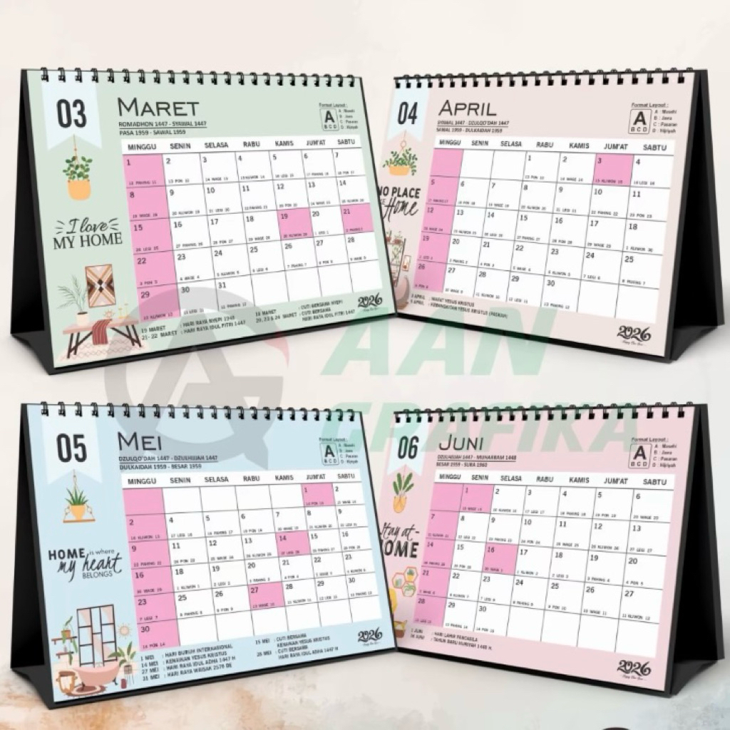 Jual KALENDER 2026 AESTHETIC / KALENDER DUDUK PLANNER TEBAL SCHEDULE ...