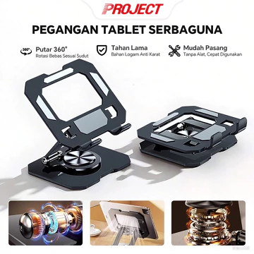 PJT Dudukan Laptop Lipat Multifungsi Cooling Kipas Laptop Portable Aluminium Adjustable Anti