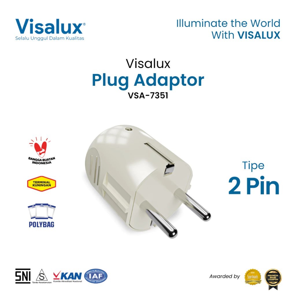 Jual Visalux Plug Adaptor (2 Pin) / Steker Arde Bulat - Kepala Colokan ...