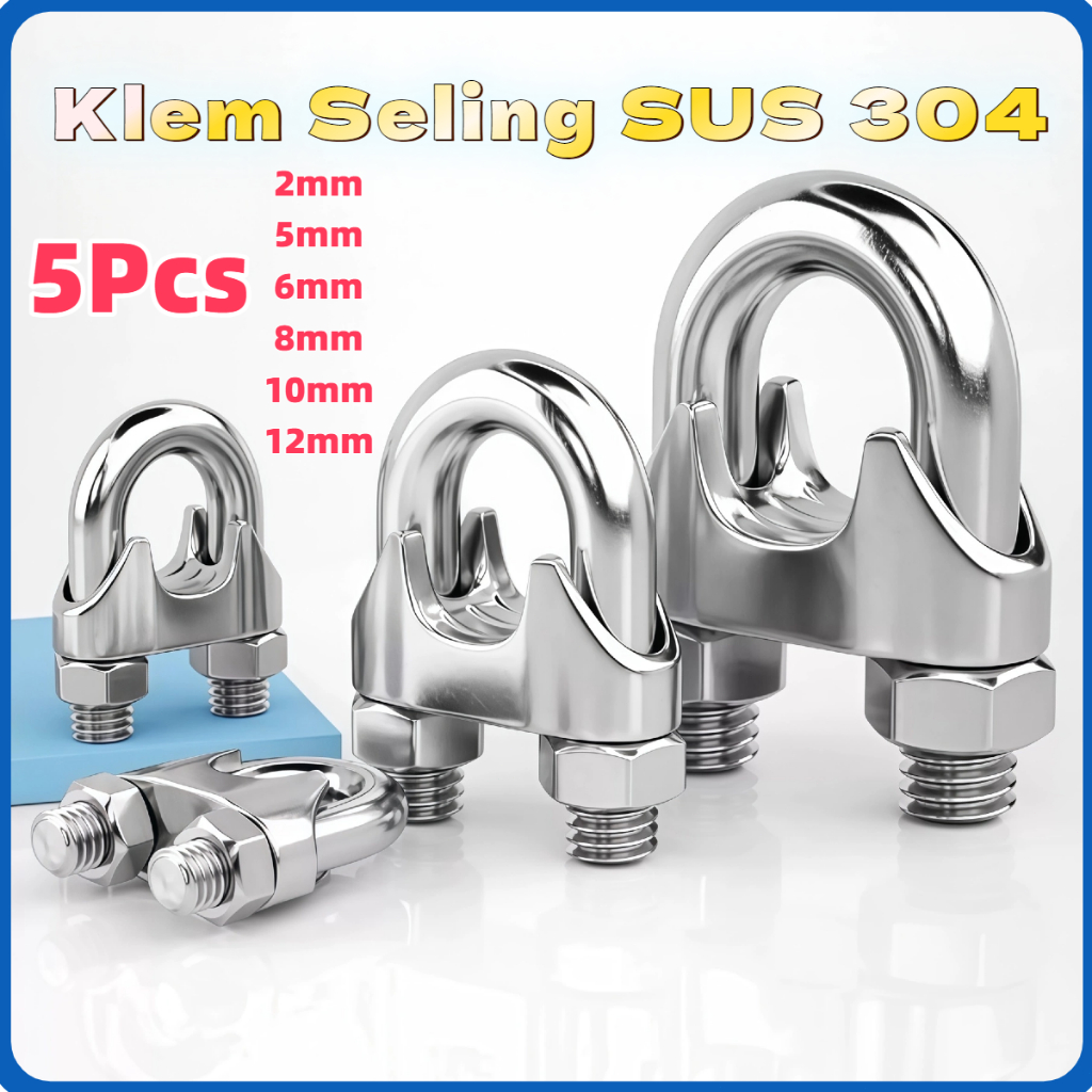 Jual SS 304 Klem Seling Kuku Macan 5Pcs Wire Rope Clip Anti Karat 2 ...