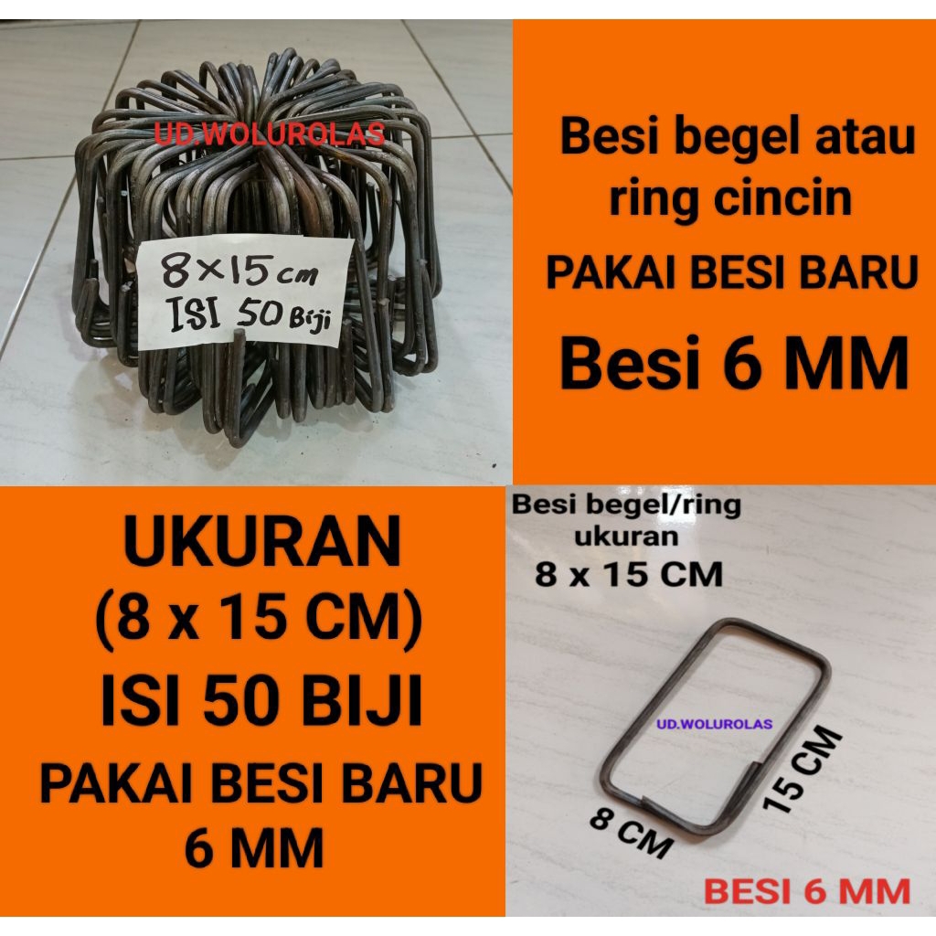 Jual besi begel/ring cincin/besi kolom ukuran 8x15 cm isi 50 biji pakai ...