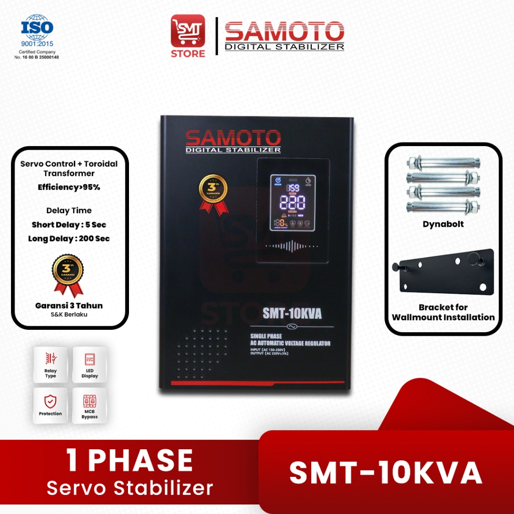 Jual Stabilizer SAMOTO 10KVA Stavolt Single Phase Stavolt SMT10000 ...