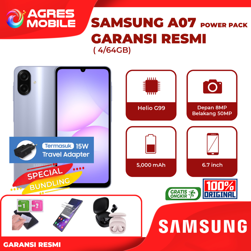 Jual Samsung Galaxy A07 4/64GB - Light Violet | Power Pack | Gratis ...