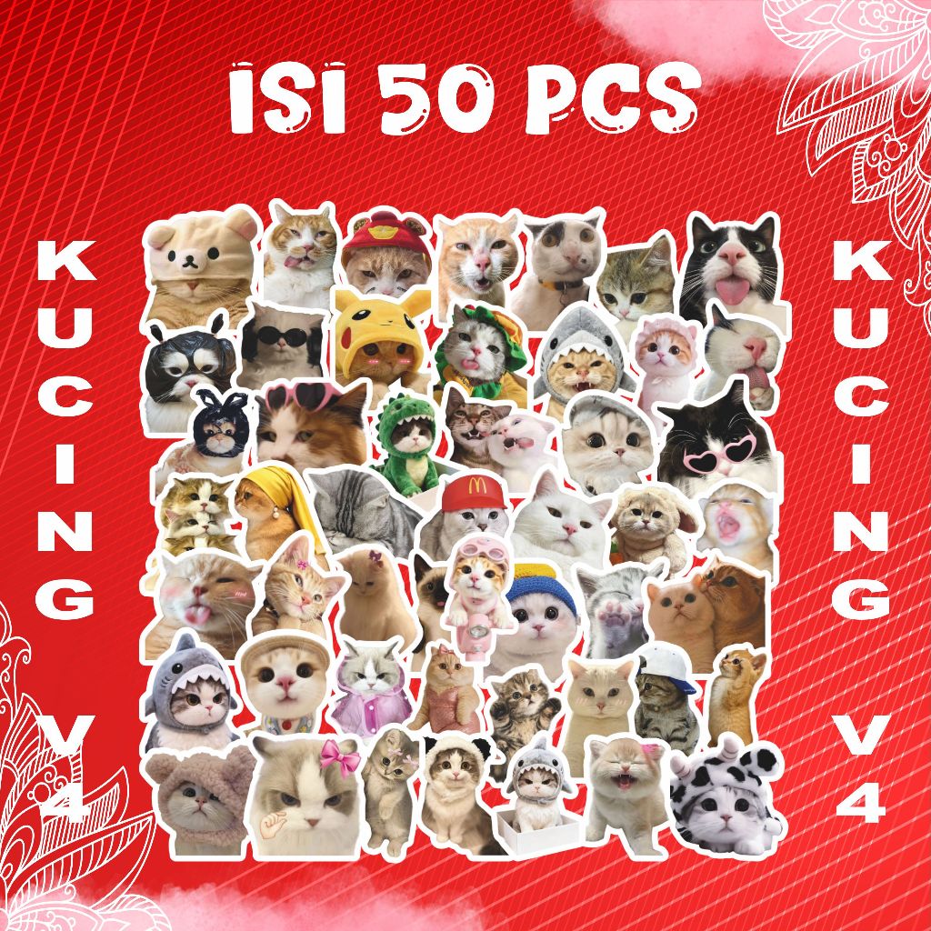 Jual Stiker Kucing Lucu Versi 4 (50 PCS) – Paket Stiker Foto Kucing ...