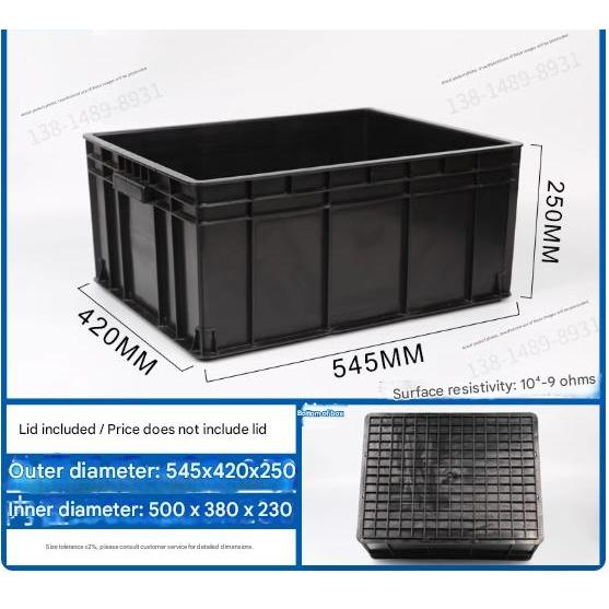 Jual ESD Container Box / Part Box Black 545 x 420 x 250mm without Lid ...