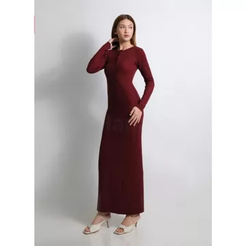 Dress Arisha Casual Long Dress Wanita Knit Kancing Korean Style Dress Press Bodycon Dress