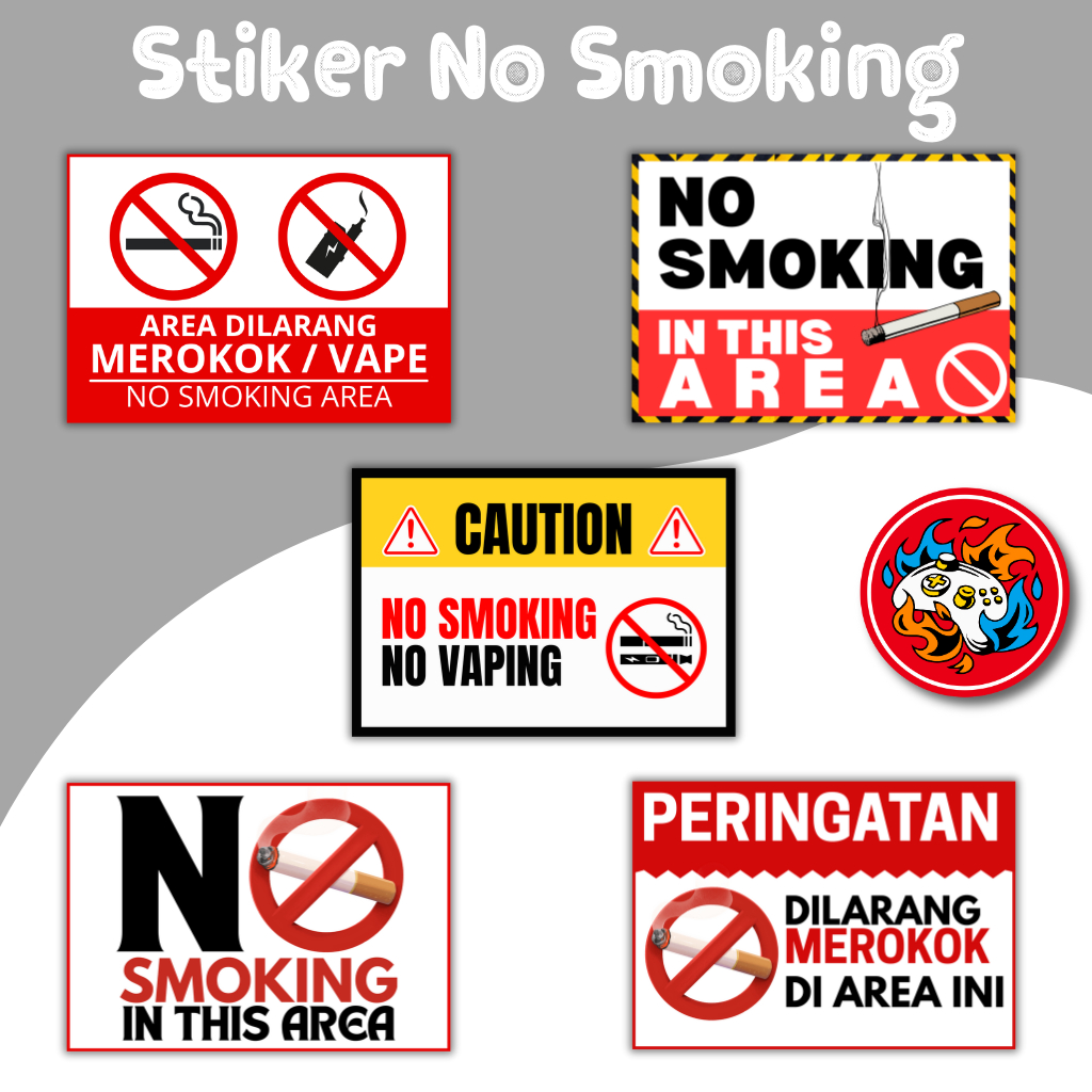 Jual Sticker Dilarang Merokok / Stiker Dilarang Merokok / Sticker No ...