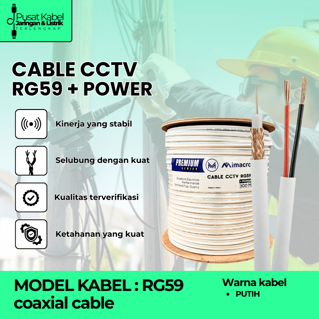 Jual Kabel RG59 Plus Power 100M & 300M | Kabel CCTV Coaxial + Power ...