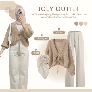 Setelan OOTD Wanita Kekinian Cardigan Celana Hijab