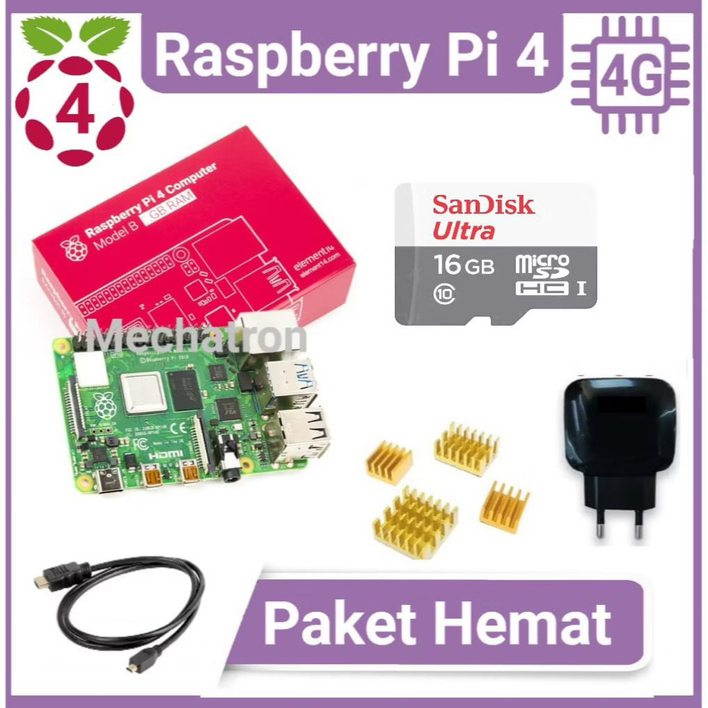 Jual Raspberry Pi 4 model B 4GB Paket Hemat Siap Pakai Made in UK Pi4 ...
