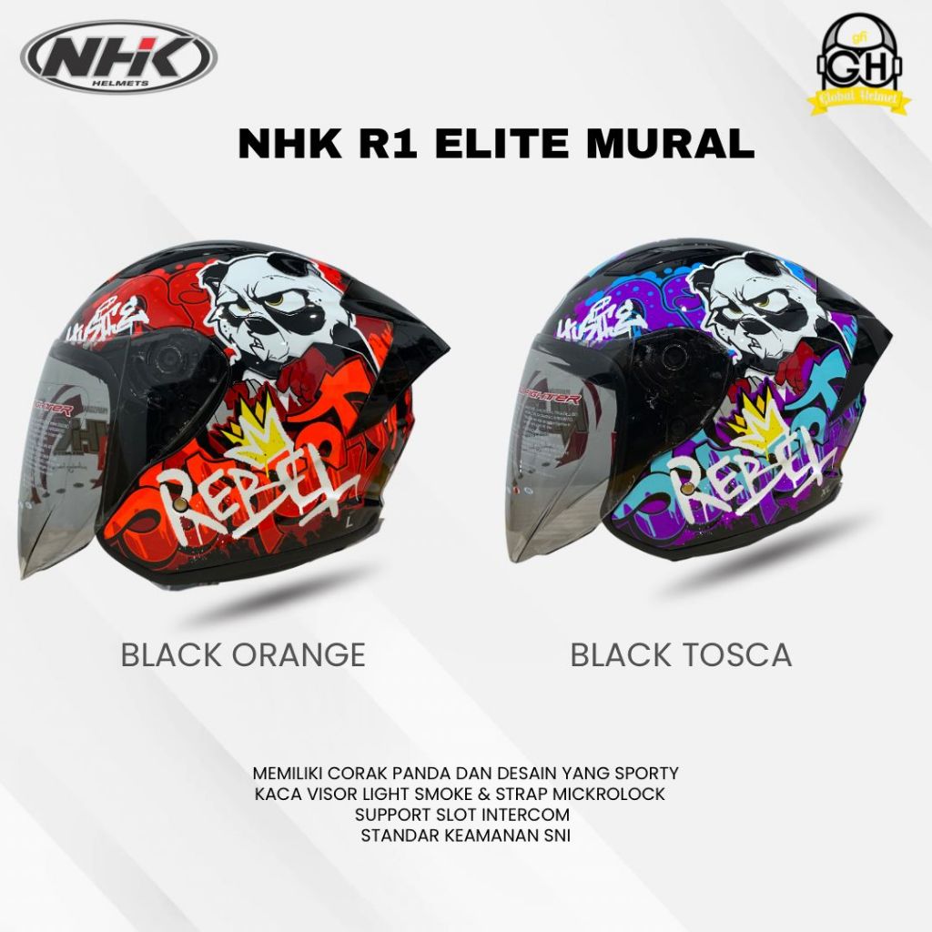 Jual Nhk R1 Elite Mural Helm Motor Half Face R One Elit Motif Gp ...