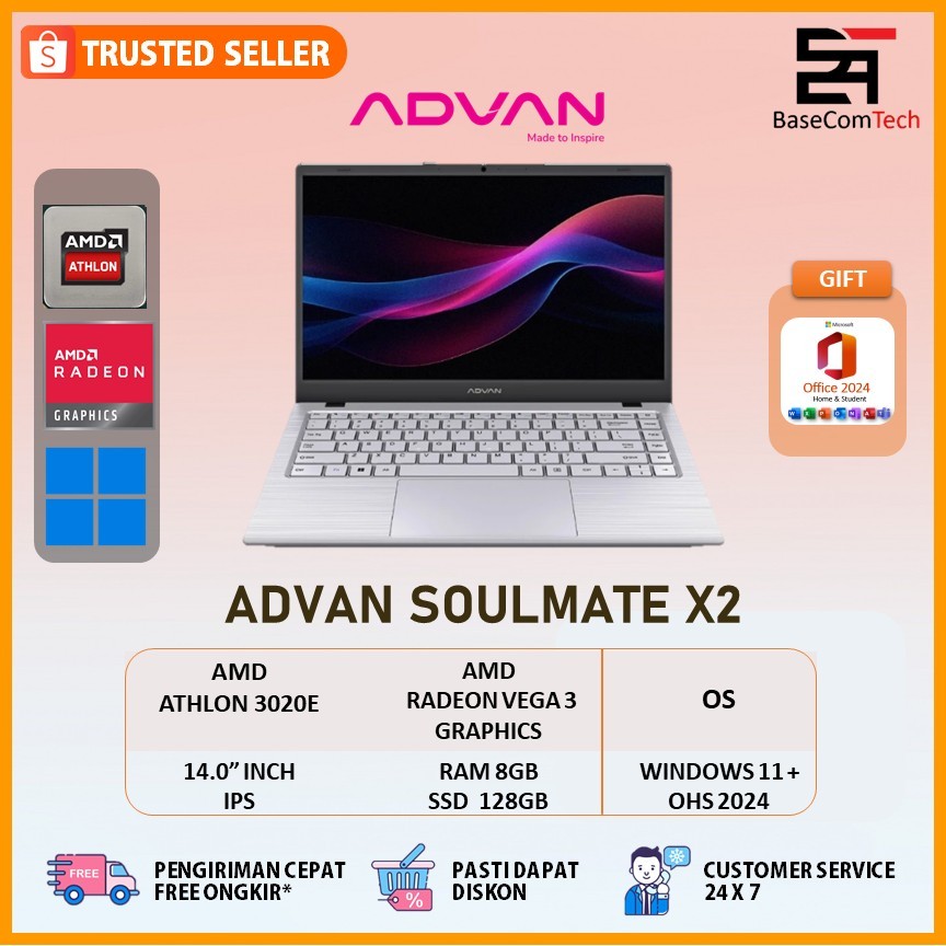 Jual Advan Soulmate X2 AMD 3020 8GB 128GB W11 14.0 Inch IPS | Shopee ...