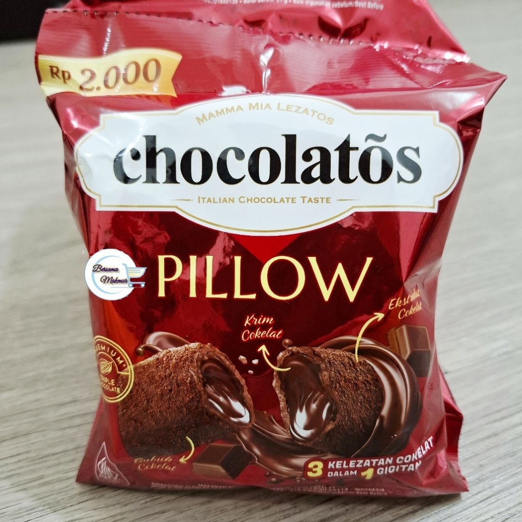 Jual Chocolatos Pillow ekstrudat isi krim coklat 1 renceng | Shopee ...
