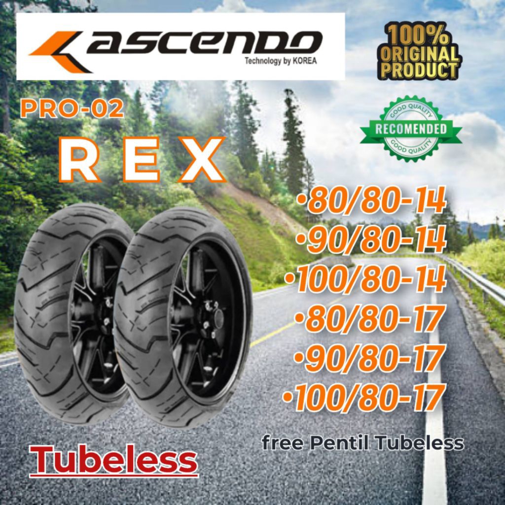 Jual Ban motor ASCENDO REX Ring 14 Ring 27 Tubeles 80/80-14 90/80-14 ...