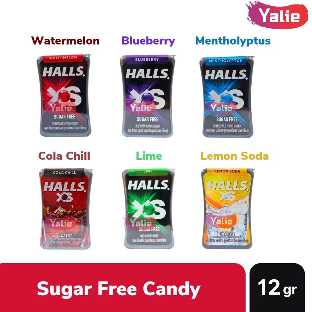 Jual Permen HALLS XS CANDY SUGAR FREE Watermelon/Blueberry/Mentholyptus ...