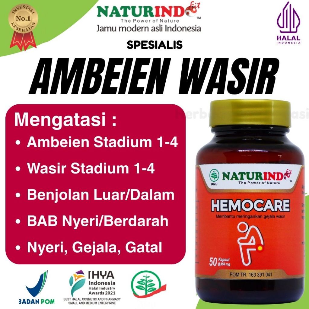 Herbal Wasir Ambeien Susah BAB Berdarah Keras Perih Benjolan pada Anus Hemocare Naturindo