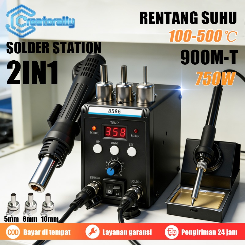 Jual CREATORALLY Solder Station Digital 8586 Heat Gun Solder Blower 2 ...