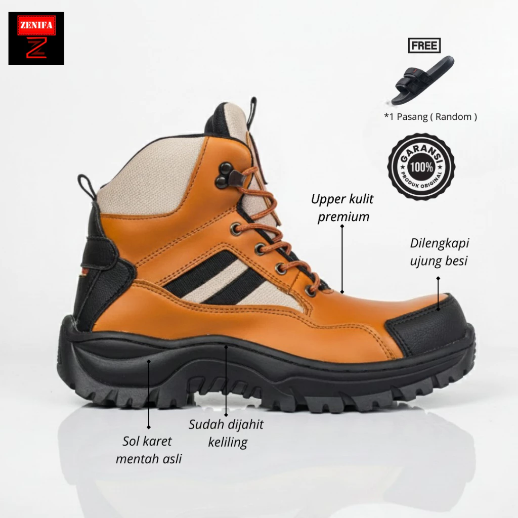 Zenifa Sepatu Pria Boots Safety Kulit Slide 3