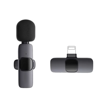 2 In 1 Mic Wireless Clip On Microphone Bluetooth Noise Reduction Lavalier Mikrofon Untuk HP