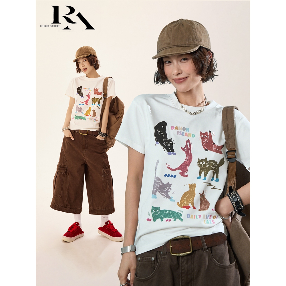 Jual RIOD AOER T-shirt kasual pendek bahu kanan cleanfit wanita lengan ...