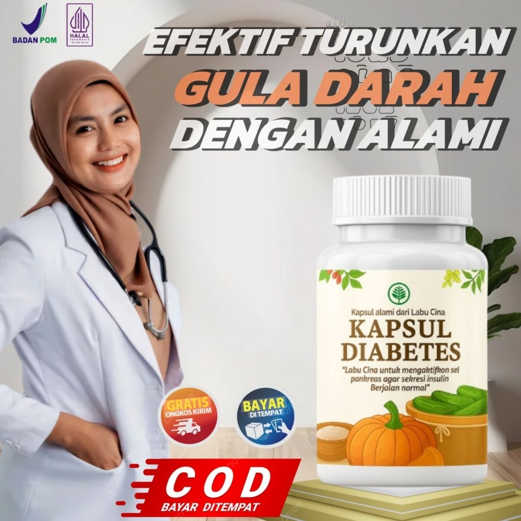 KAPSUL DIABETES Suplemen Obat Gula Darah Tinggi Bantu Turunkan Gula Darah Anda dan Kencing Manis Kapsul Labu Cina Untuk turunkan Gula Darah Anda Halal & BPOM