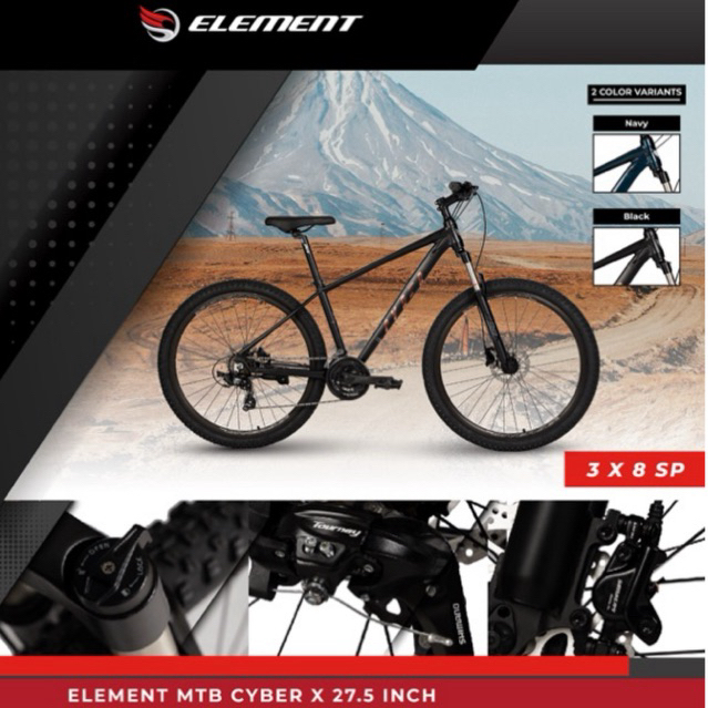 Jual SEPEDA GUNUNG MTB ELEMENT CYBER X8 27,5 ALLOY 3x8 SPEED HYDRAULIC ...