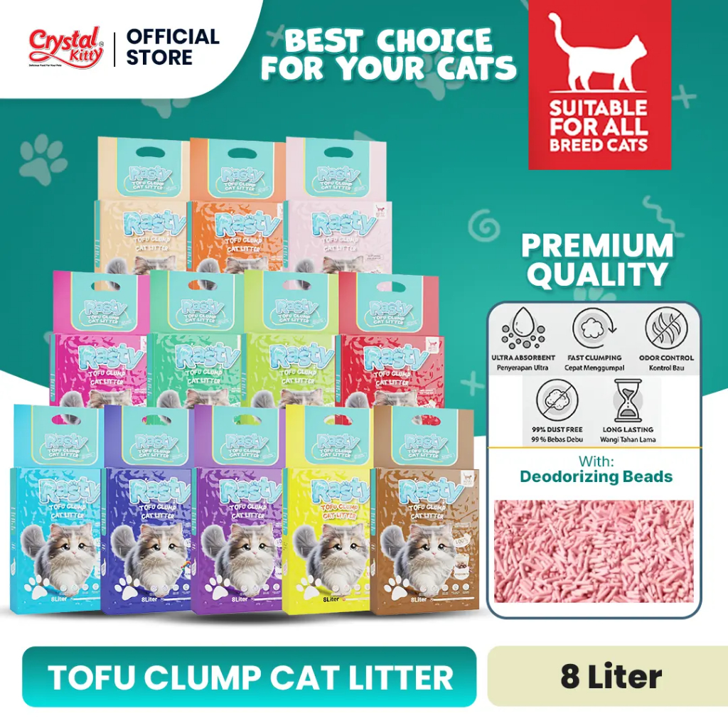 Jual Rasty Pasir Tofu Cat Litter Wangi 8 Liter Premium Tofu Clumping ...