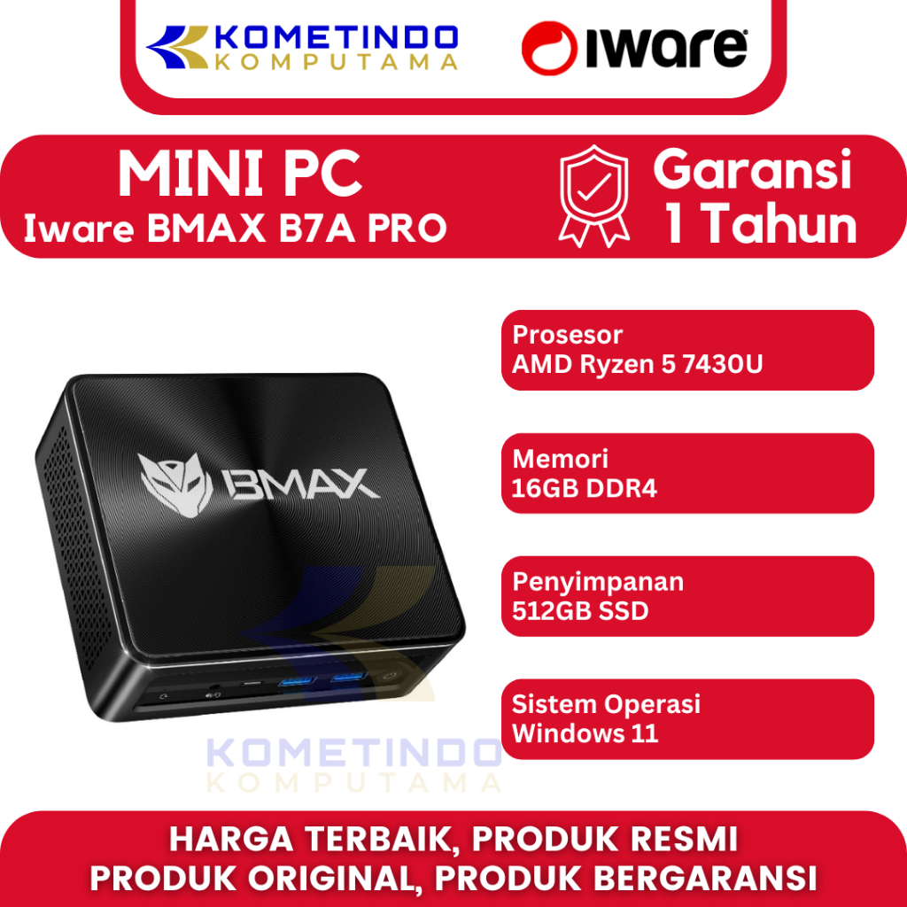 Jual MINI PC Iware Bmax B7A PRO - Amd Ryzen 5 7430U, RAM 16GB, SSD ...