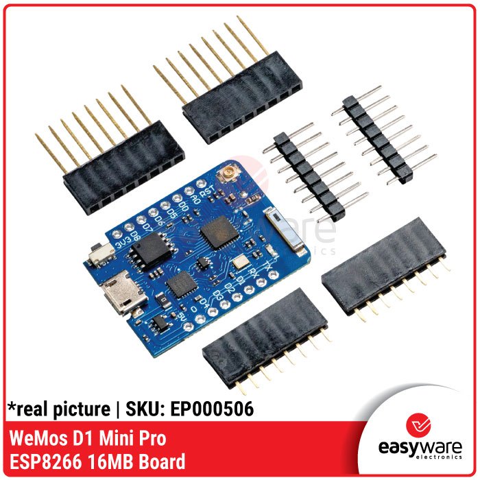 Jual WeMos D1 Mini Pro ESP8266 16MB Board with External Antenna ...